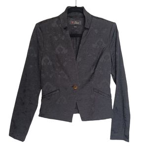 GUESS Black Paisley Floral Print 1 Button Long Sleeve Blazer Jacket Small